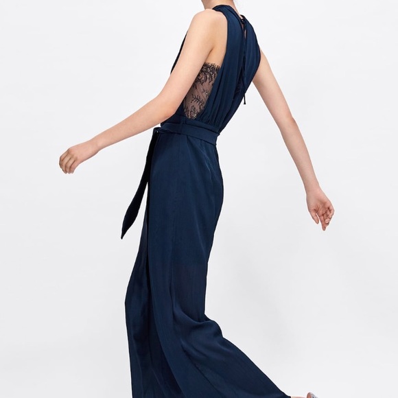 zara navy jumpsuit